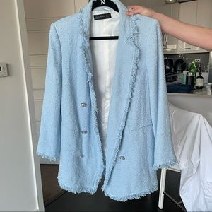 Zara blue Tweed Jacket/Blazer
